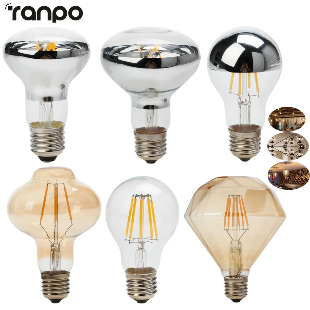 

Ampoule Vintage Edison Bulb E27 E14 220V Lamp Bases G45 R63 G85 A60 Tungsten Decor Retro Filament Luminary Lighting Bulb Light