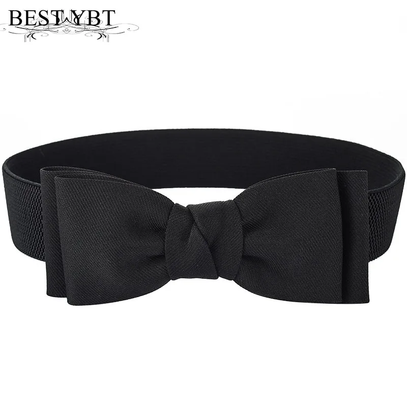 

Best YBT Women belt fashion new bow-knot Elastic trend belt solid color casual Women dress decoration belt