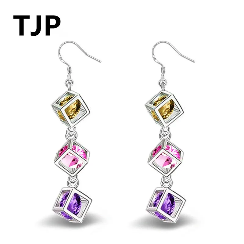 Женские длинные серьги подвески TJP модные вечерние из стерлингового серебра 925