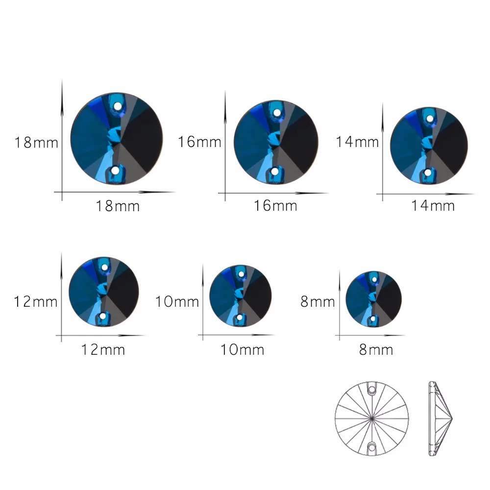 YANRUO Топ 3200 Rivoli Синий Циркон пришить на камни стекло шитье Стразы DIY драгоценные