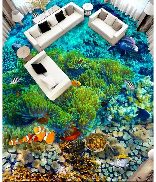 Фотообои на заказ водонепроницаемые напольные обои для подводного мира