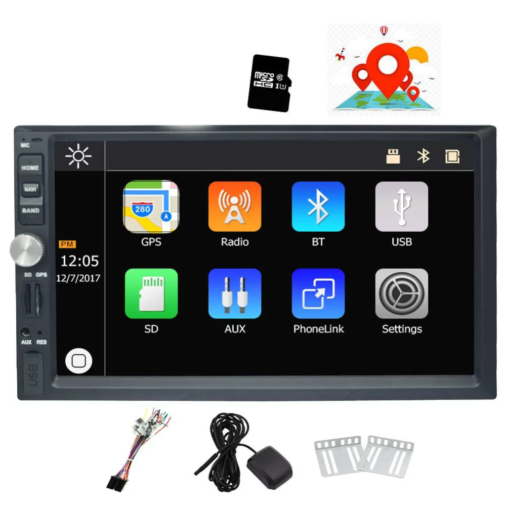 7 &quotдвойной Din автомобильный стерео сенсорный экран dvd плеер gps навигация Bluetooth