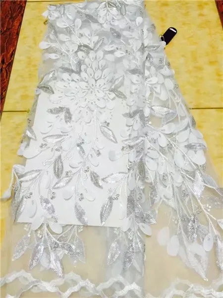 Индийская кружевная ткань с золотыми блестками 2018 белая нигерийская Вуаль Сетка