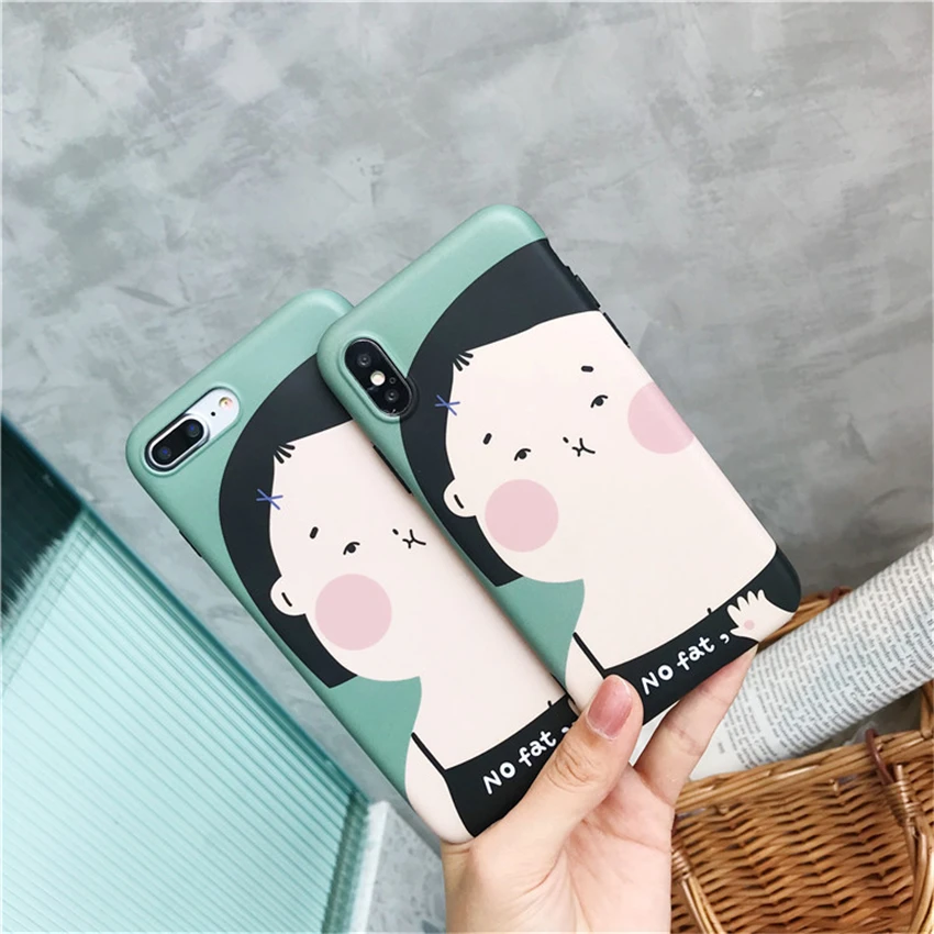 Summer Carnoon Fat Girl Phone Cases For iPhone 6 6S Plus Couples Soft Silicon Back Cover 7 8 X Coque Funda |