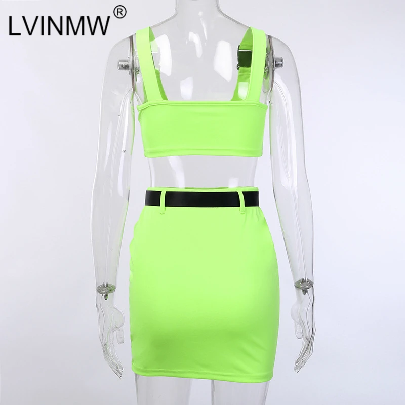 LVINMW пикантные трикотажные Low Cut квадратный воротник укороченный топ пояс Лук