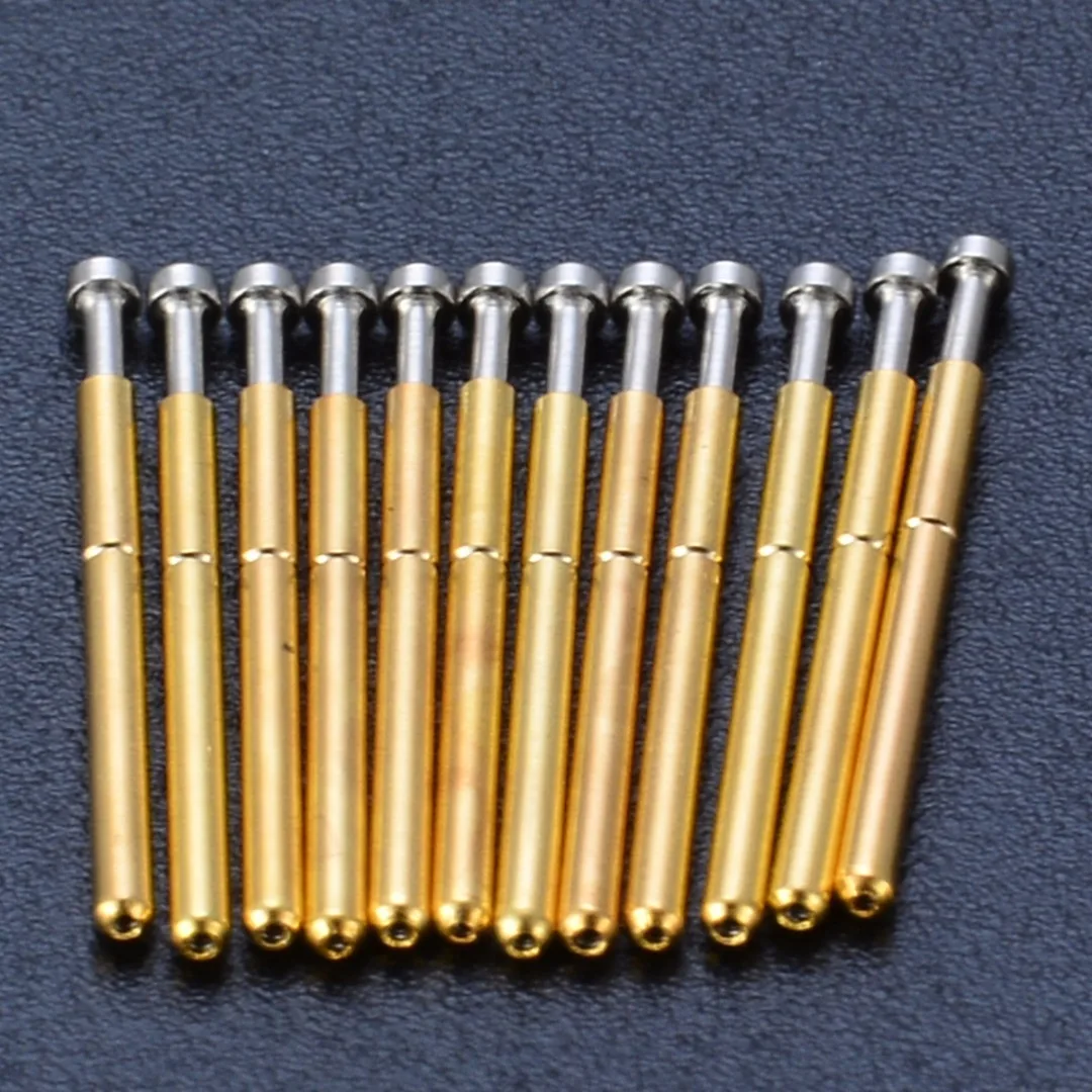 100 шт. P75-E2 пружинный Пробник позолоченный Pogo Pin 1,3 мм коническая головка 1,0 мм резьба для электроинструмента