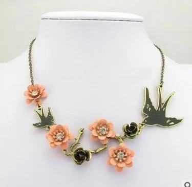 Ожерелье с птицей Оптовая торговля цветы восстановление древних способов ожерелье Ласточка|necklace korea|necklace