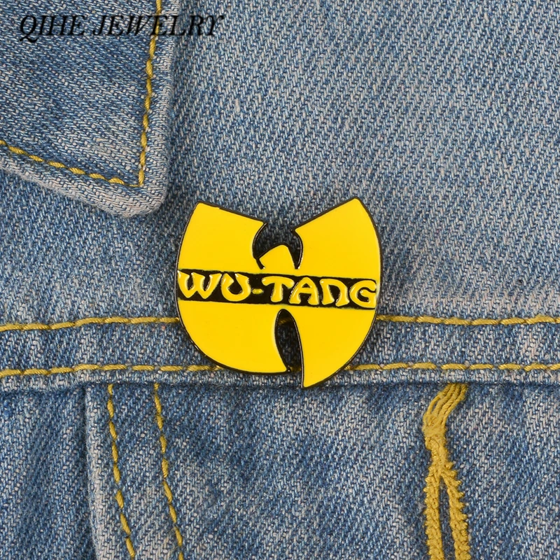 Qihe ювелирные изделия Wu-Tang клановая булавка Старая школа хип-хоп классный желтый логотип броши Wu tang подарок для любителей музыки