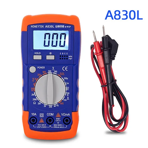 A830L HONEYTEK мини цифровой мультиметр с тестом температуры непрерывности AC/DC Ток вольтметр-транзистор тест er цифровой мультиметр - Цвет: A830L