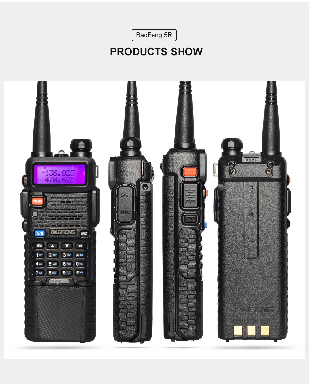 Baofeng UV-5R 3800mAh CB радио Двухдиапазонная портативная рация Макс 5 Вт радиопередатчик Ham Радио uv5r двухсторонний Raido hf трансивер