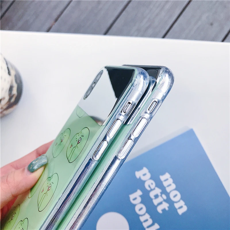 Роскошный зеркальный чехол для iPhone7 6 6S 8 Plus X XR XS Max с милым мультяшным динозавром