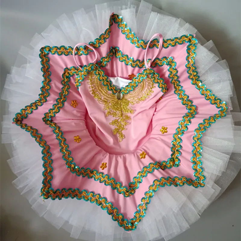 Профессиональная балетная пачка розового и белого цвета для девочек детское