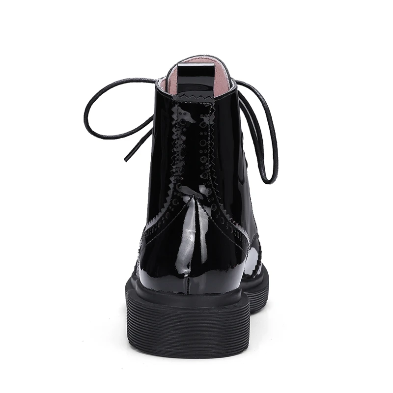 Beli ENMAYER Baru Fashion Wanita Merah Renda Ankleboots Wanita Fashion Round Toe Dengan Sepatu Ukuran 34-39 ZYL813