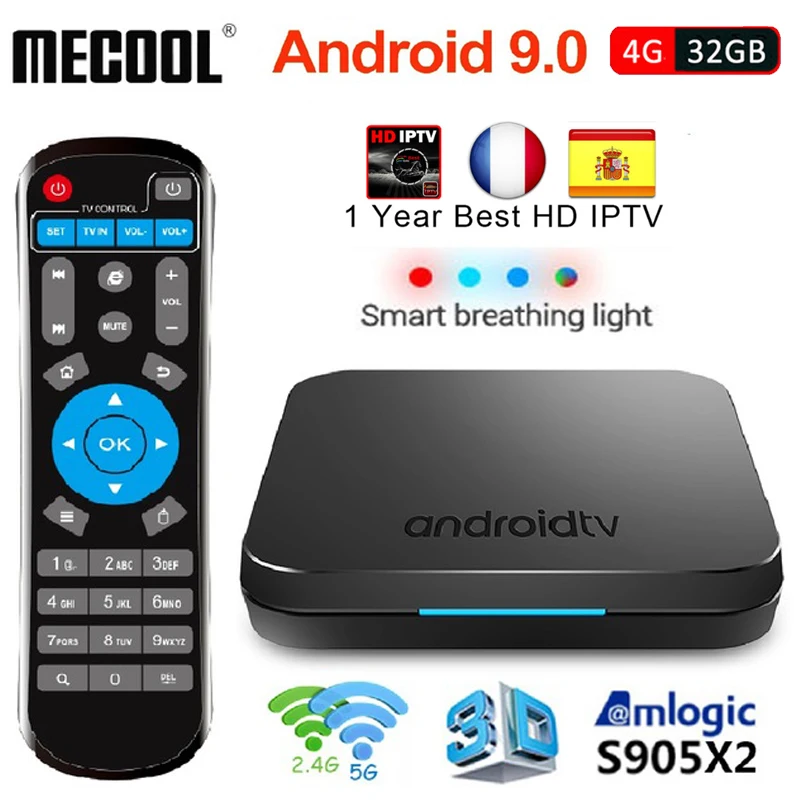 Mecool KM9 Smart tv Box S905X2 4 ГБ 32 Android 9 0 5 г wifi BT 1 к поддержка ТВ коробок Европа Испания