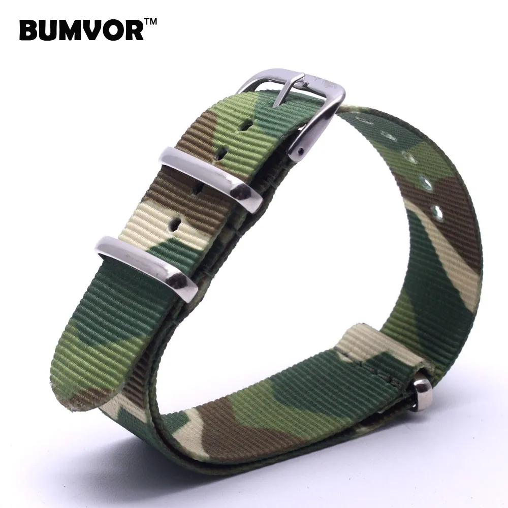 20 mm Watchbands Men Womens Camouflage Military Nato Fiber Woven Nylon Watch Straps Wristwatch Band Buckle 20mm watches belt | Наручные