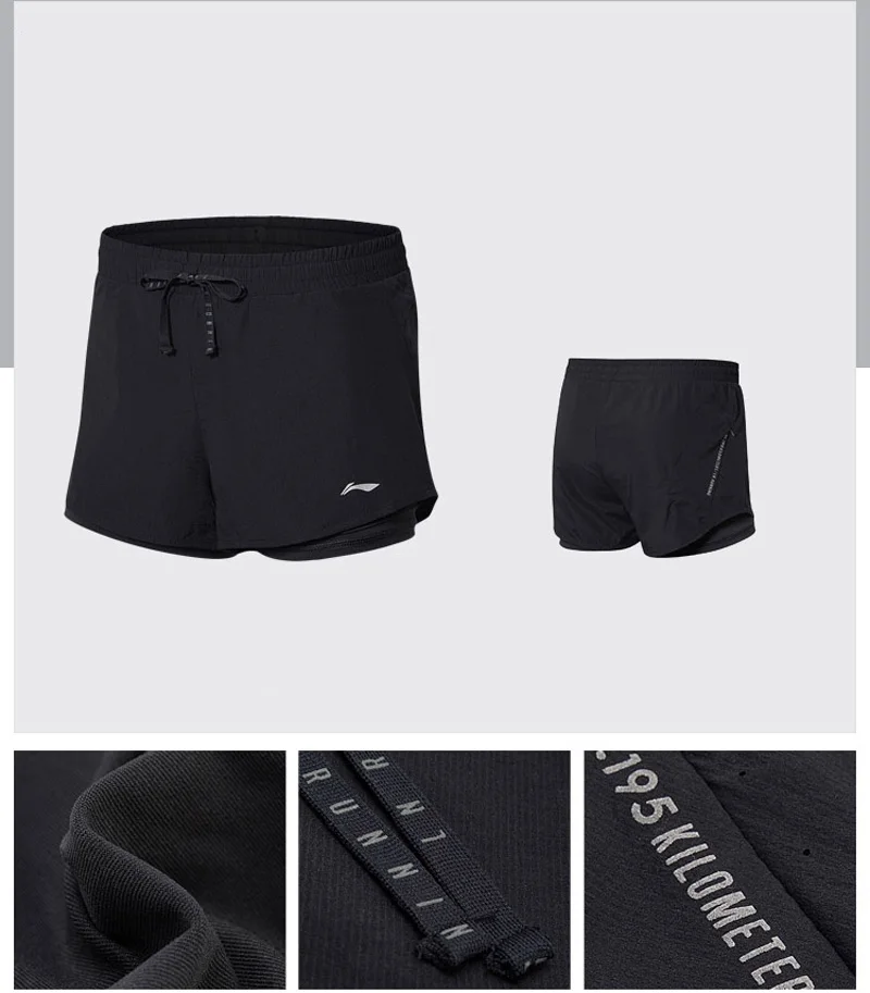 Li-Ning, женские спортивные шорты для бега, Стандартная посадка, 89% нейлон, 11% спандекс, подкладка, удобные дышащие шорты AKSN034 WKD580