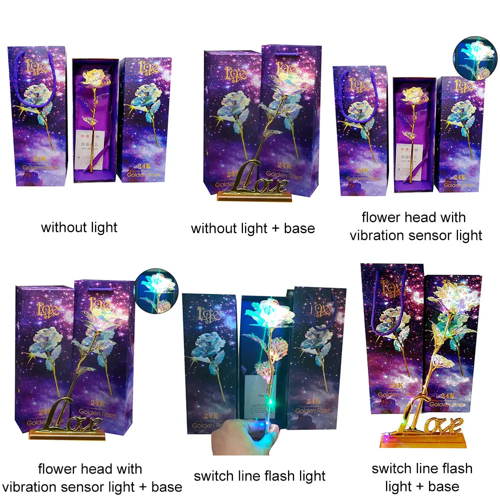24 K Золотая фольга светящаяся Роза вечный цветок люминесценция подарок на день