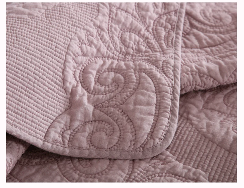 Качественное розовое покрывало Хлопковое одеяло комплект из 3 предметов вышитые