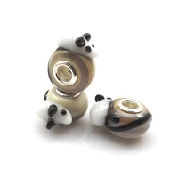 24pcs/lot White Mouse European Glass Beads Big Hole Charm Beads For Snake Chain Bracelet