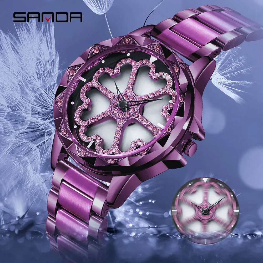 SANDA часы с поворотным циферблатом Женские кварцевые наручные женские из