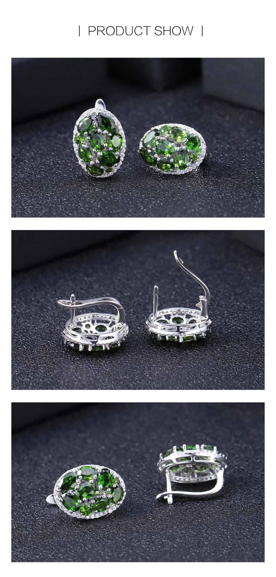 GEM'S балетные 925 пробы серебряные Винтажные серьги 6.86Ct натуральный хром диопсид драгоценный камень серьги-гвоздики хорошее ювелирное изделие для женщин