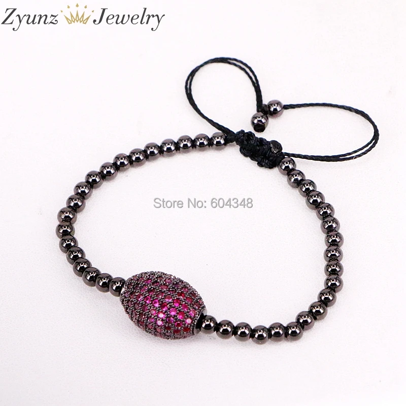 

5 Strands ZYZ312-3259 Fashion Women Men Bracelet Oval shape Micro Pave CZ Zirconia Bead Macrame Braided Charm Bracelets Jewelry
