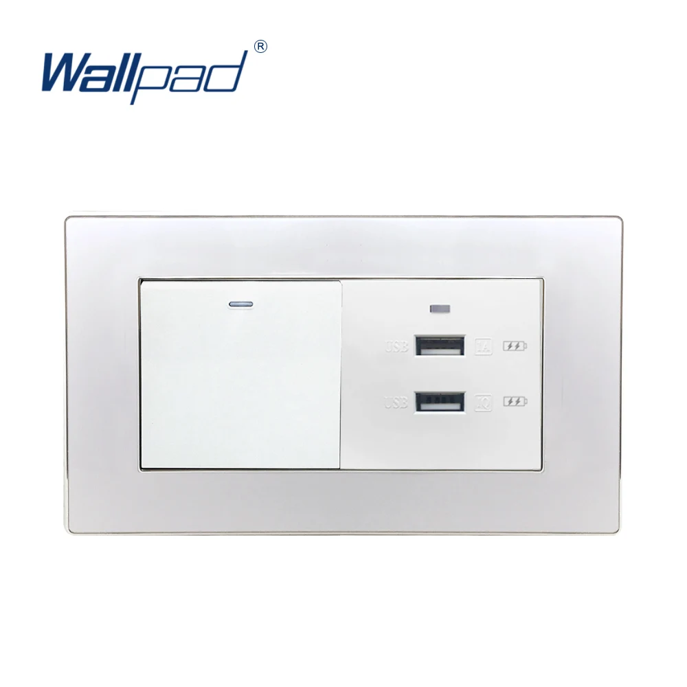 1 банда 2 пути и USB розетка Wallpad роскошный настенный выключатель света акриловая