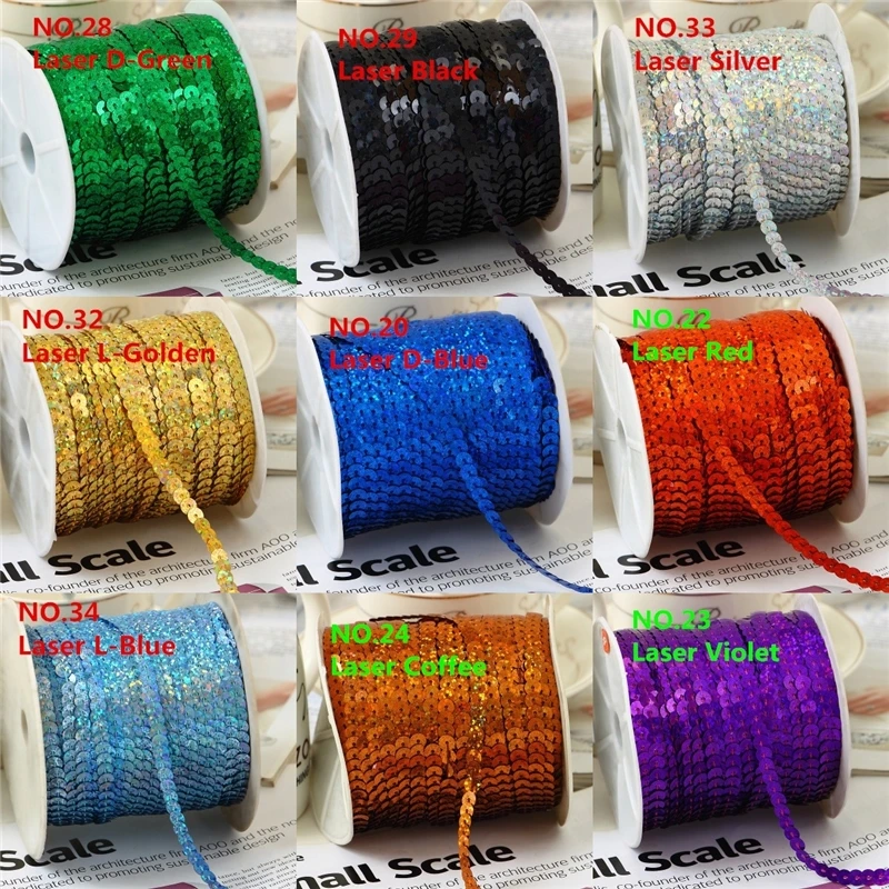 1 Roll/Lot (100 Yards/Roll) 6mm Loose Diameter Round Flat Laser Sequins Paillettes Sewing On Trims For Crafts Cloth Accessory | Дом и сад