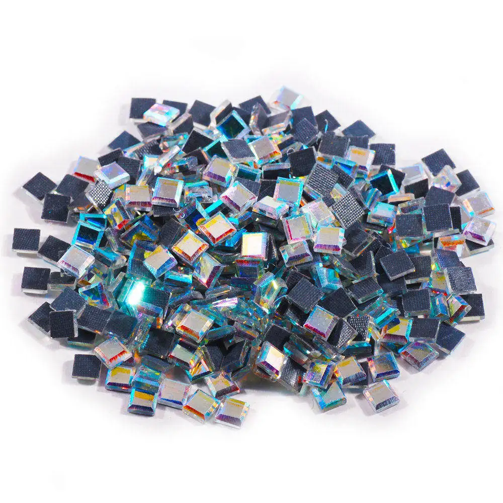 AB 200pcs 200 шт красочные зеркало площади 5x5 мм супер яркий Стекло Кристаллы Hot fix Стразы Strass исправления гладить Применение на ткани одежды DIY - Цвет: AB 200pcs