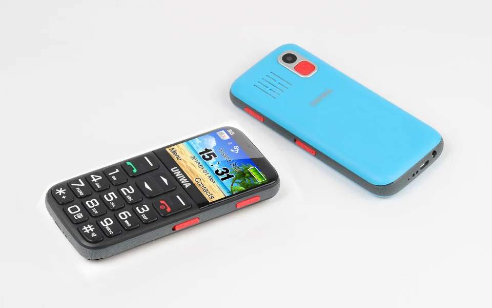 Uniwa V808G мобильный телефон 3g WCDMA кнопка SOS 1400mAh 2,3" экран фонарик Фонарь для мобильного телефона
