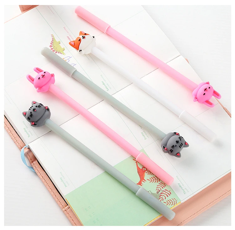 60 шт. гелевая ручка Kawaii Лот милые животные кошка кролик собачка ручки для школы школьные и офисные принадлежности корейские стационарные подарочные предметы оптом