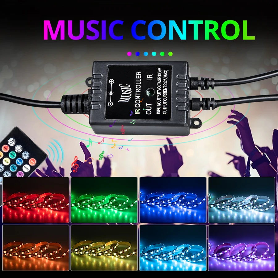 EeeToo RGB Светодиодная лента 5050 SMD водонепроницаемый музыкальный контроллер