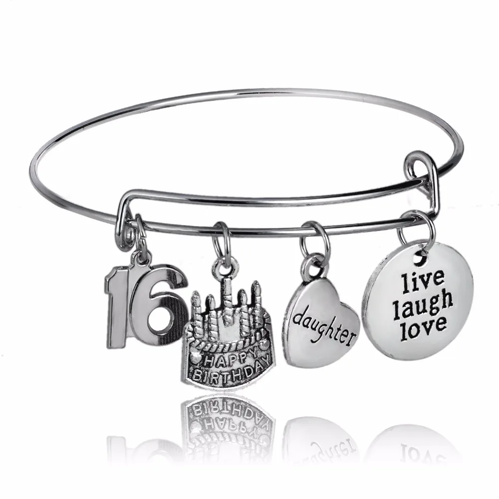Изысканный браслет в виде сердца для семьи и дочери на 16 й день рождения|Браслеты|