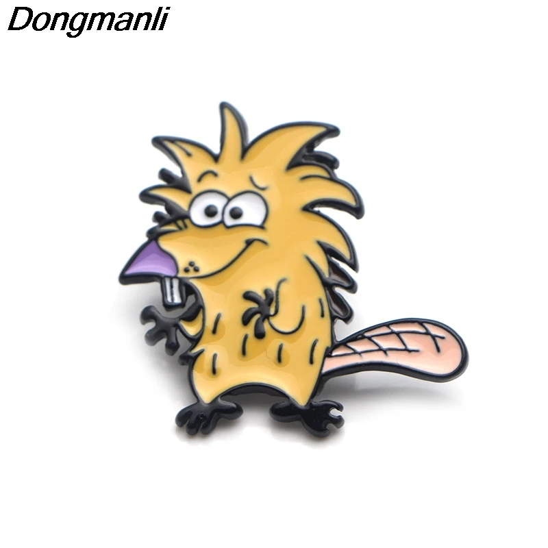 P3769 Dongmanli милый сердитый Бобр металлические эмалированные броши и булавки для нагрудного штыря значок для рюкзака воротник ювелирные изделия