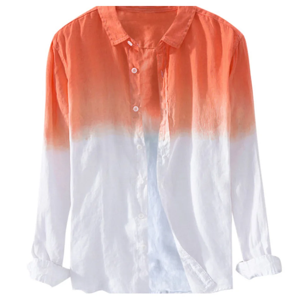 Мужские топы меняющие цвет длинный рукав тонкий отложной воротник Однорядная