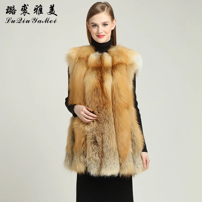 Natural Red Fox Fur Vests Coats Women Winter  Vests New Luxury Elegant Fur Vest 2023 Genuine Fur Jackets Sleeveless Real Fox Fur