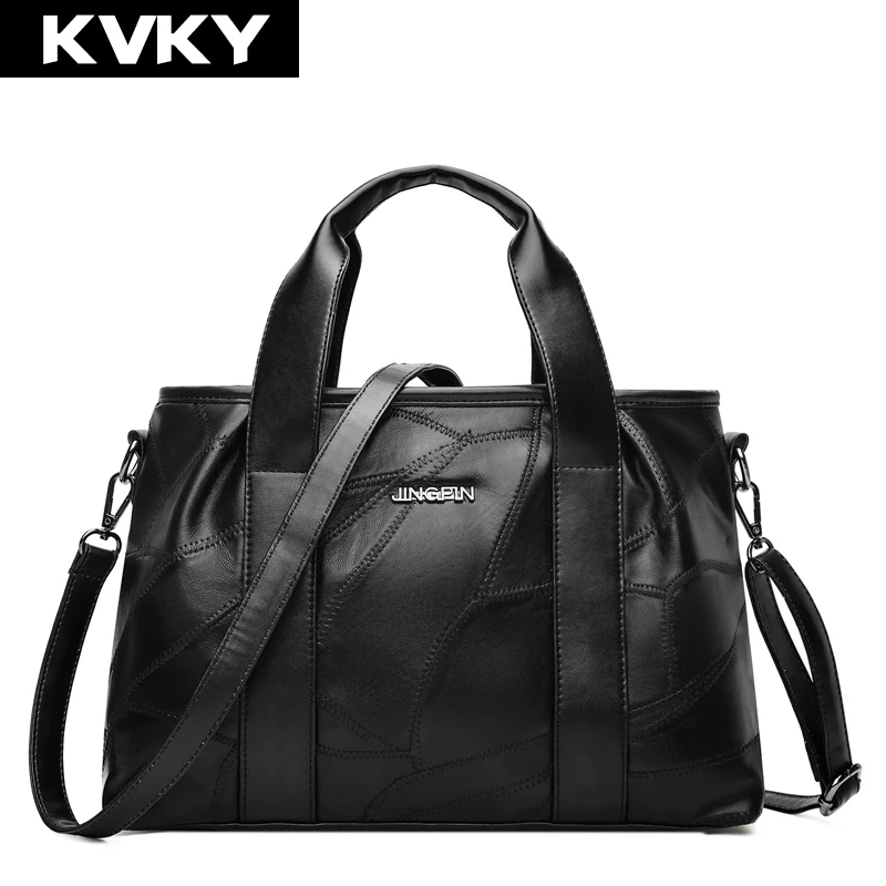 KVKY женские сумки из натуральной кожи Лоскутная Женская сумка через плечо овечьей