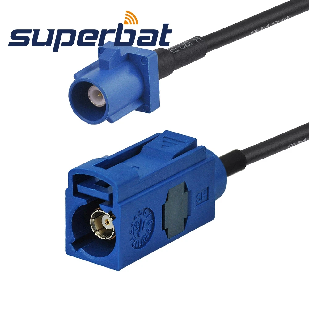 Superbat Fakra C синий/5005 разъем для подключения прямой косички RG174 10 см спутникового