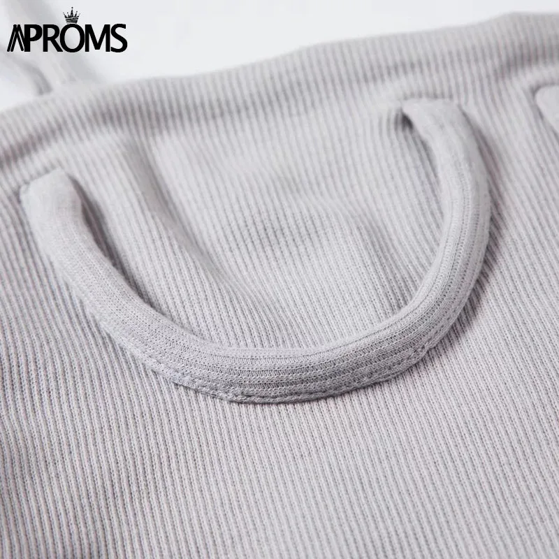 Aproms, карамельный цвет, трикотажный ребристый укороченный топ на бретелях, уличная одежда, базовая майка, Модный женский укороченный топ, короткий эластичный бюстгальтер, футболки
