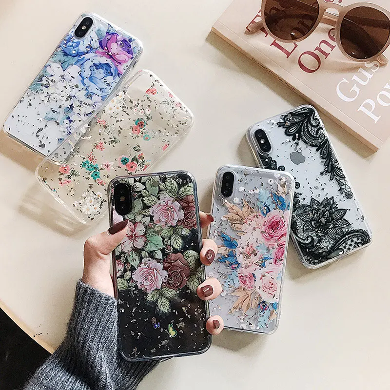 Силиконовый чехол Boucho Flower для iPhone XS Max XR розовые цветочные чехлы X 8 7 6 6S Plus