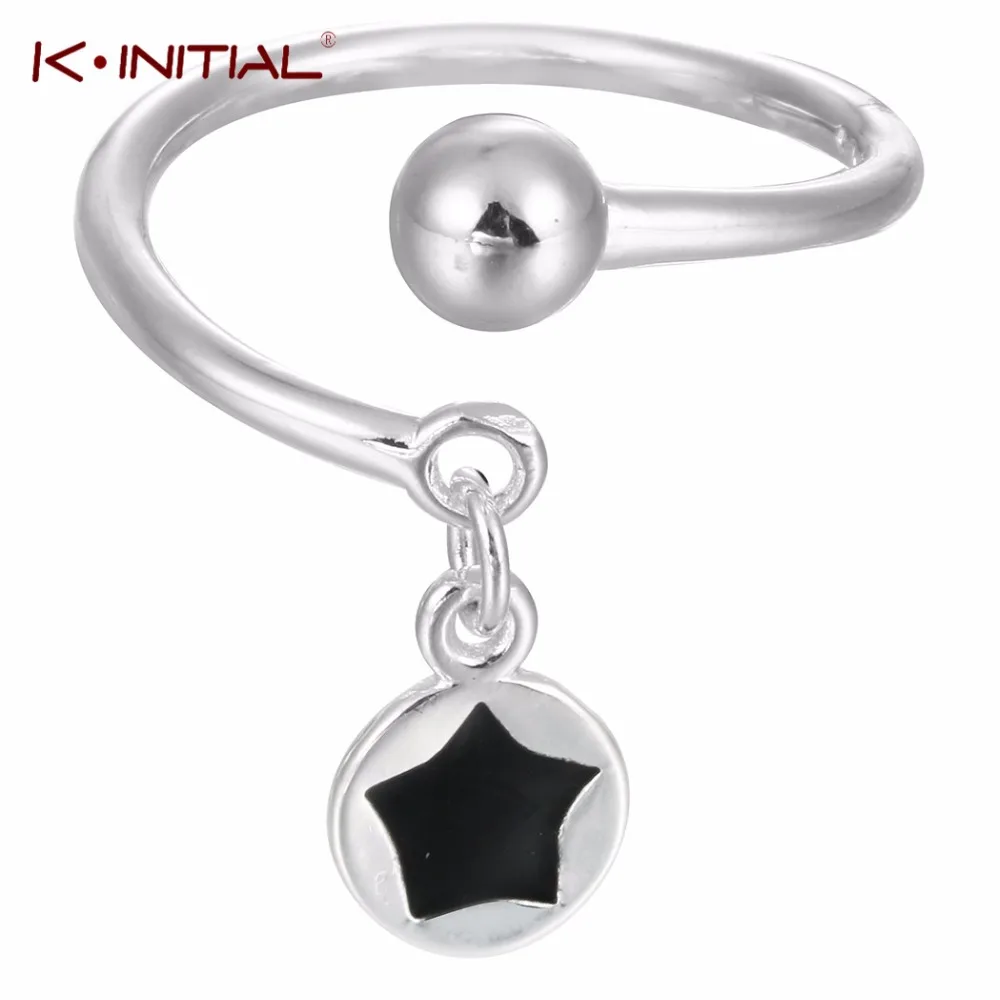 

Kinitial Black Star Disc Pendant Rings for Women Fashion Knuckle Jewelry Adjustable Finger Rings anillos mujer Christmas Gifts