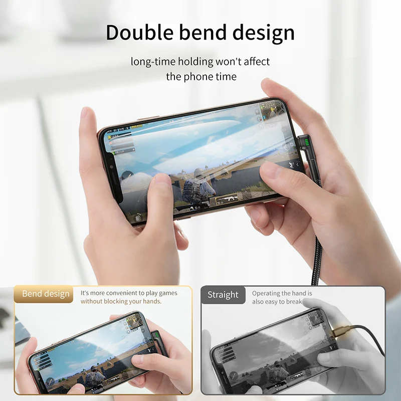 Baseus USB кабель для iPhone XR Xs Max 8 7 Plus 2.4A Быстрая зарядка светодиодный светильник локоть Зарядное устройство USB кабель для передачи данных для мобильного телефона