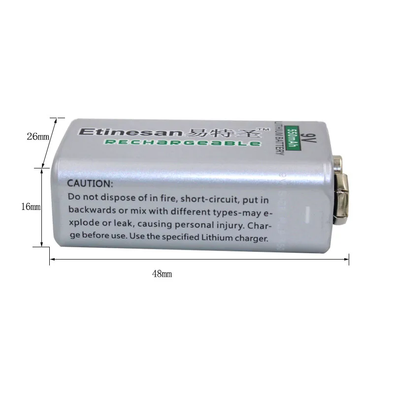 Мощный 2 шт ETINESAN 9v 550mAh литий-ионная аккумуляторная батарея 9V для GPS Аккумуляторы