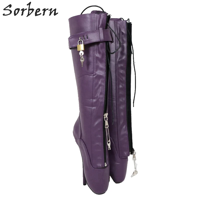 Sorbern-Botas hasta la rodilla de tacón alto para mujer, zapatos femeninos de tacón alto, con cierre, con cordones, talla 12