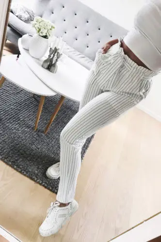 Модные повседневные женские эластичные узкие брюки с высокой талией однотонные