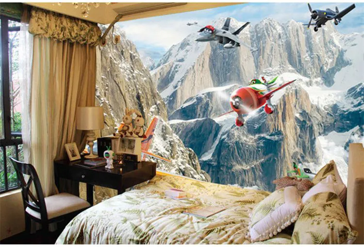 5D TV background wallpaper wall covering children's room cartoon aircraft living high-end home improvement mural | Обустройство
