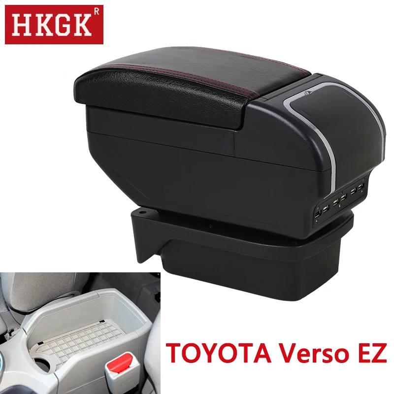 Для TOYOTA Verso EZ подлокотник коробка двойной слой вращающийся из искусственной кожи центральная консоль коробка для хранения USB интерфейс автомобильные аксессуары