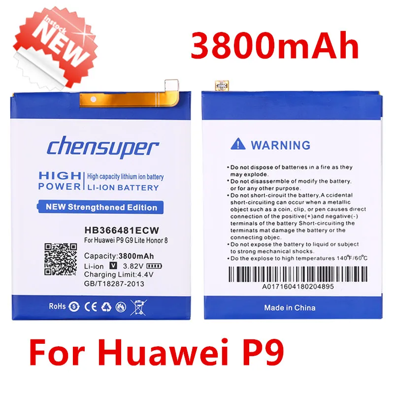 Оригинальные chensuper 3800 mAh HB366481ECW для huawei P9 Батарея EVA-AL00 EVA-AL10 EVA-TL00 G9 Lite Honor 8 для huawei 5c телефон