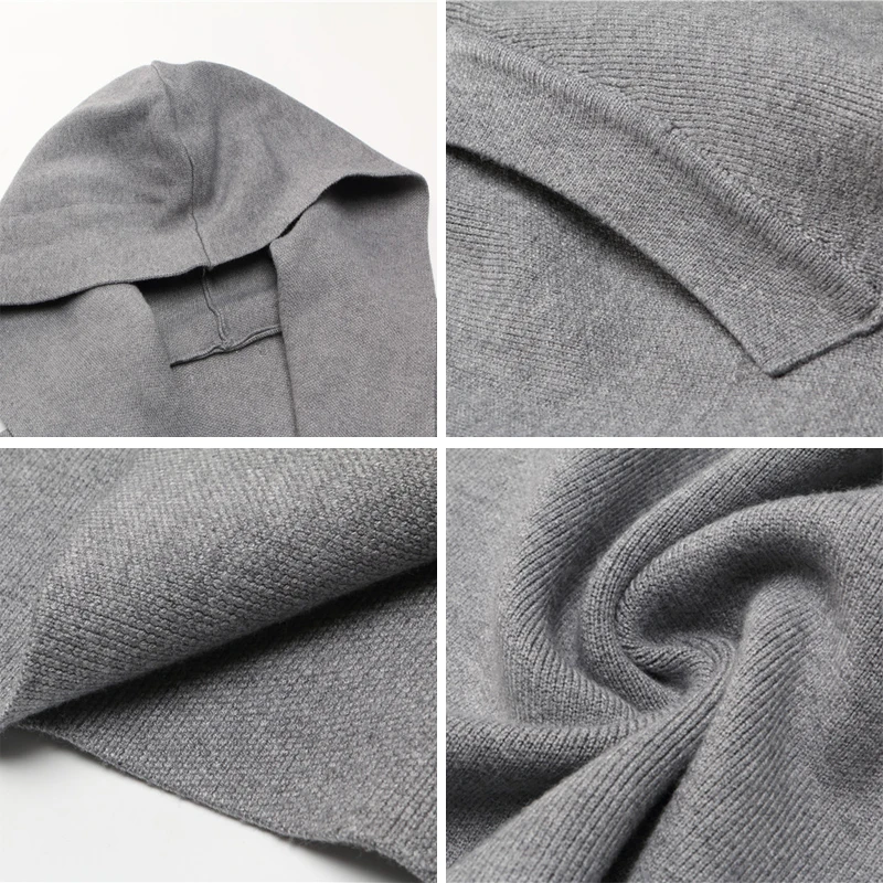 HCYO Winter Sweaters Cardigan Ladies Sweater Coat Slim Solid Hooded Knitting Thick Cardigans Free Size |