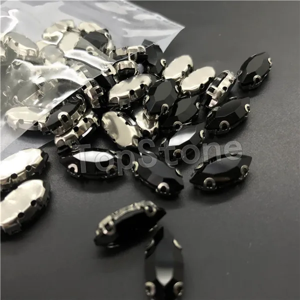 black Пришить лошадь глаз D коготь стразы смешанные цвета Navette пришить Стекло, кристалл, камень diy для платья/сумки - Цвет: black